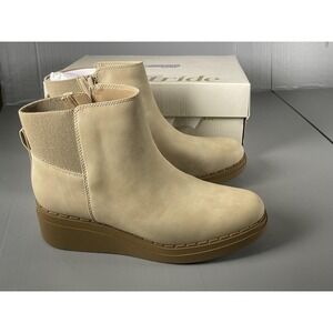 LifeStride Boots Womens Size 9 Taupe Dubliner Wedge Ankle Platform Booties